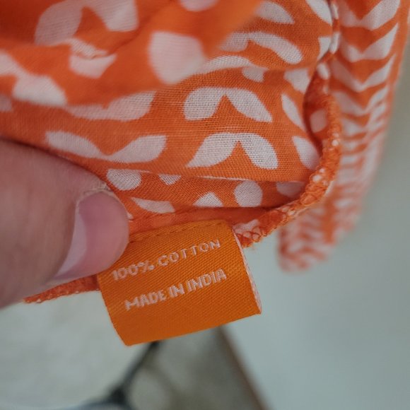 Oliphant Tassel Tie Top size Medium orange white lightweight size Medium - Picture 3 of 5